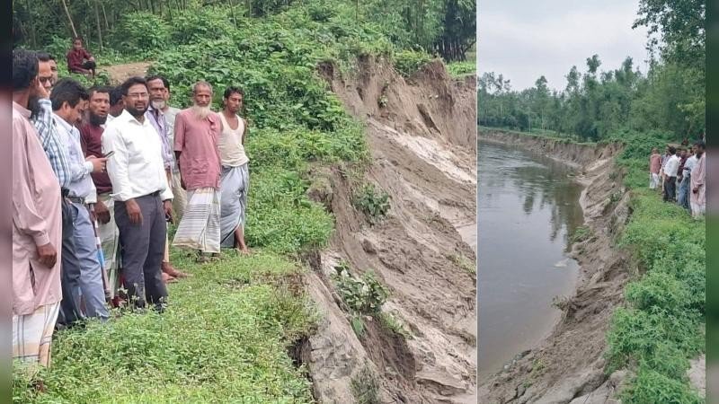 চাড়ালকাটা নদীর ভাঙনে দিশেহারা মানুষ, ইউএনও'র পরিদর্শন