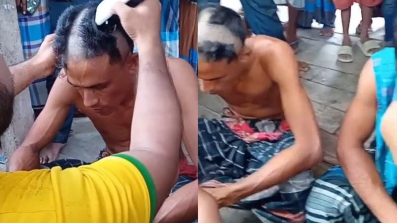 মাদক সেবনের দায়ে দুই যুবকের মাথা ন্যাড়া করে দিল বিক্ষুব্ধ জনতা 