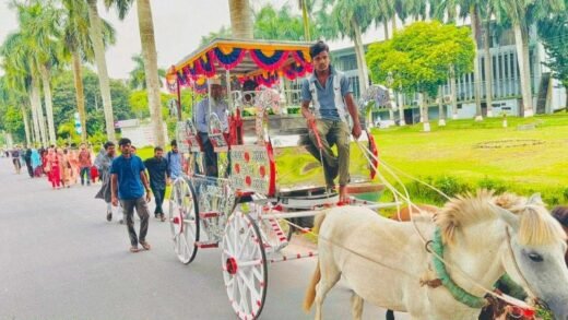 ৩৮ বছরের কর্মজীবনের ইতি, ঘোড়ার গাড়ি-লাল গালিচায় বিদায় বাকৃবি অধ্যাপকের