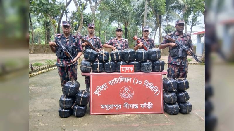 কুমিল্লা সীমান্তে বিজিবির অভিযানে ৯৬ কেজি গাঁজা জব্দ