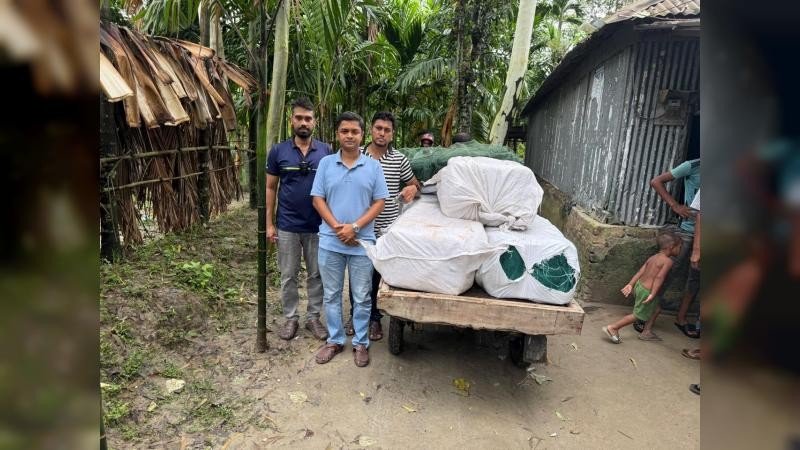 ভূরুঙ্গামারীতে তিন হাজার মিটার নিষিদ্ধ চায়না দুয়ারি জাল জব্দ