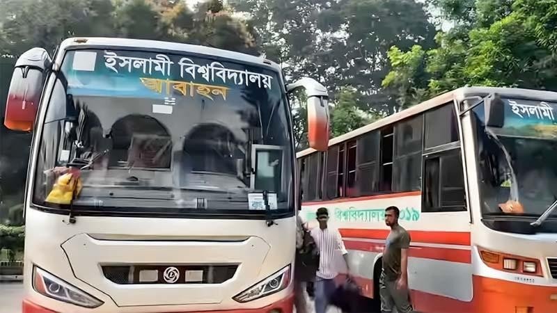 ছাত্রদলের মিছিলে আসা বহিরাগতদের যাতায়াতে ইবির চার বাস ব্যবহার