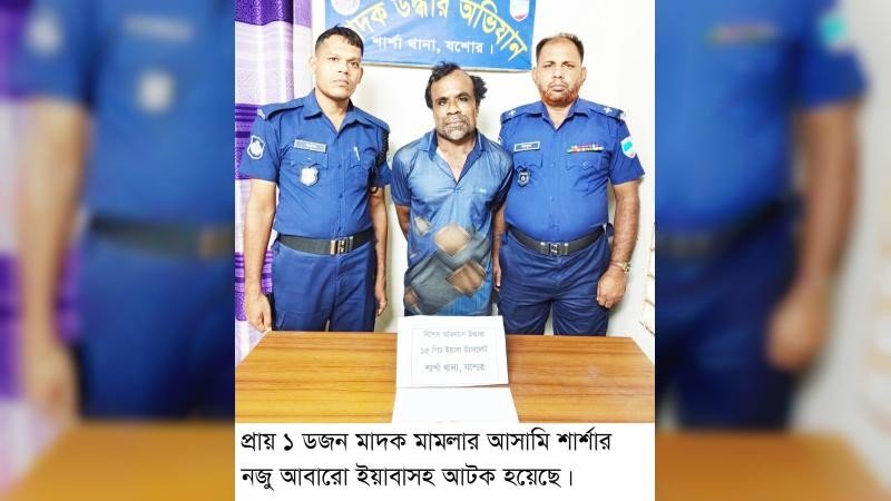 প্রায় ১ ডজন মাদক মামলার আসামি শার্শার নজু আবারো ইয়াবাসহ আটক