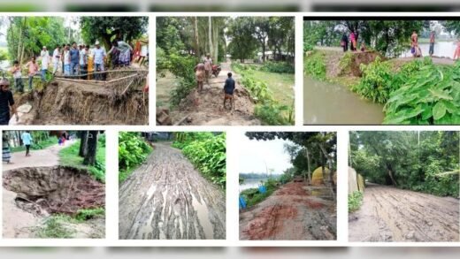 সরিষাবাড়ীতে টানা বর্ষণে ক্ষতিগ্রস্ত সড়কগুলোতে দুর্ভোগ কমাতে ব্যক্তিগত উদ্যোগে মেরামত