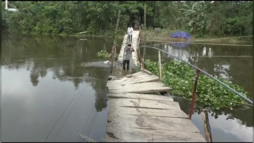 ৫৫ বছর ধরে বাঁশের সাঁকোয় জীবনবাজি রেখে পারাপার