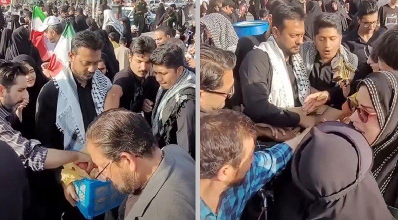 ইরানের সড়কে খাবার বিতরণ করছেন নাসীরুদ্দীন পাটওয়ারী
