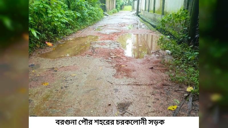 বরগুনা পৌরসভার ২৮ শতাংশ সড়কের বেহালদশা; ঝুকি নিয়ে চলছে যানবাহন