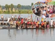 বৈঠার ছন্দে মুখর আষাঢ়ের বিল, সালথায় নৌকা বাইচ ঘিরে উৎসব 