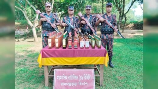 নালিতাবাড়ীতে ৬৭ বোতল ভারতীয় মদ জব্দ