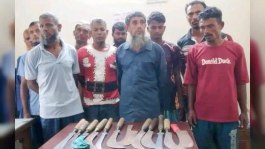 নড়াইলে আদালতে হাজিরা দিতে এসে ১২ অস্ত্রসহ ১১ জন আটক