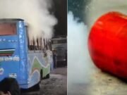 রাজধানীর বিভিন্ন স্থানে ককটেল বিস্ফোরণ, থানার সামনে বাসে আগুন