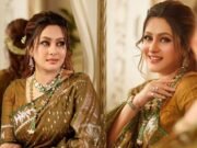 জামদানি শাড়ি ও খোঁপায় বেলি ফুলে মায়াবী পূর্ণিমা
